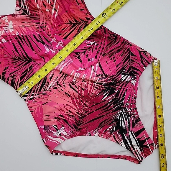Speedo Women's One Piece Hot Pink Tropical Print Swimsuit Size 8 - Picture 13 of 14